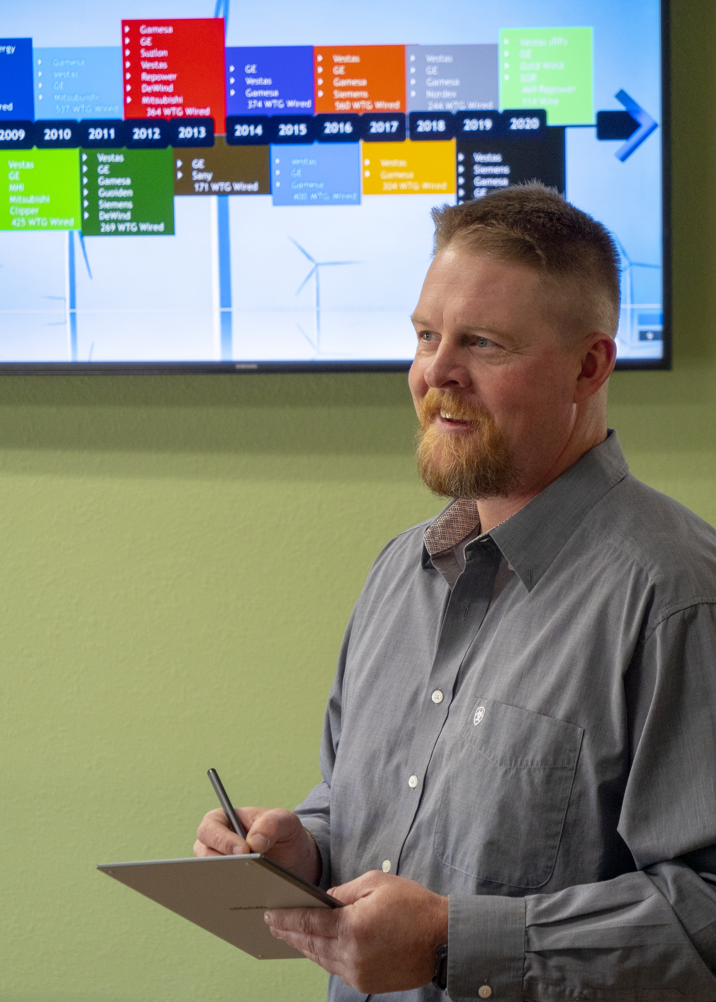 Nick Gerhard speaking to employees