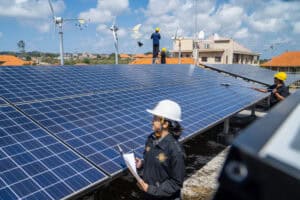 solar panels and wind turbines
