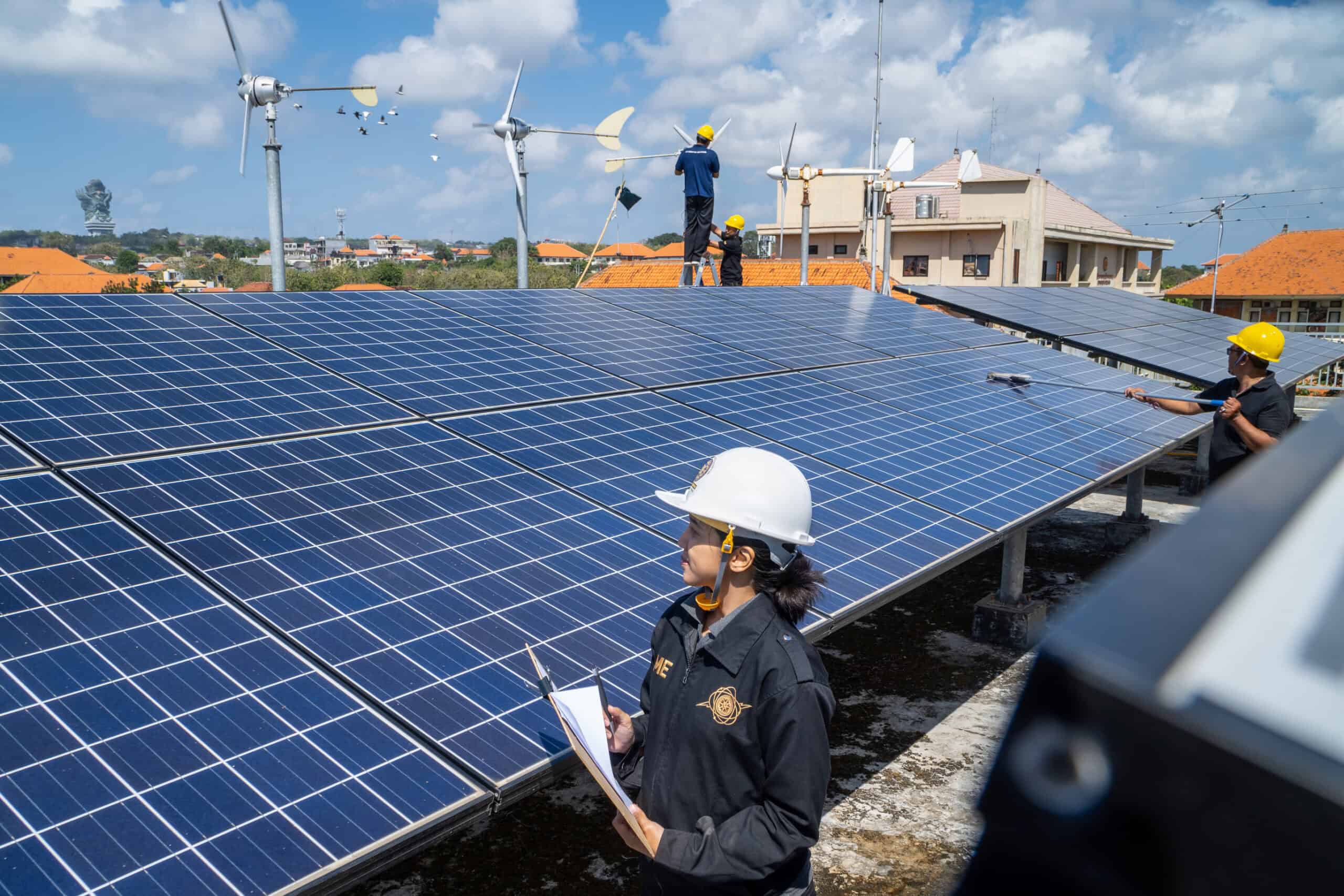 solar panels and wind turbines